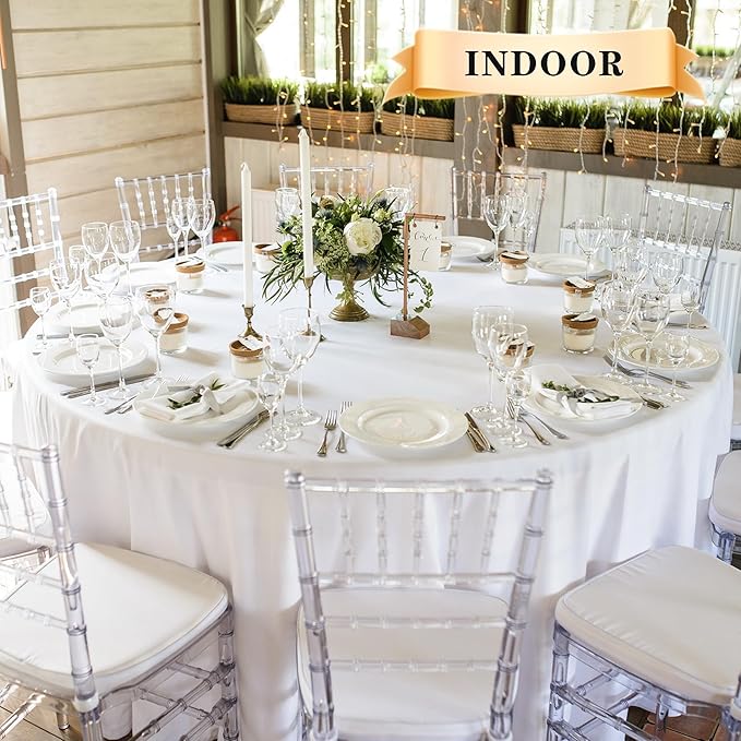 Tablecloths 10 Pack, 90 Inch Round White Polyester Table Covers