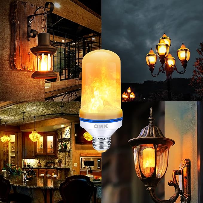 LED Flame Effect Light Bulbs, 6 Pack, E26 Base, 4 Lighting Modes