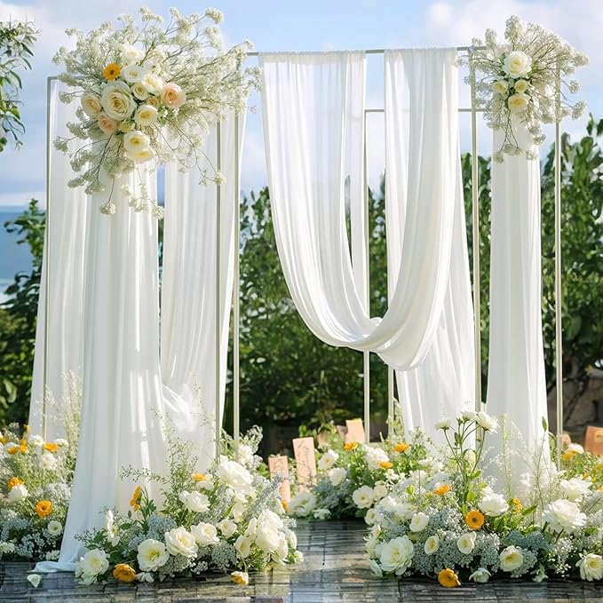 MDS Halloween Chiffon Draping Fabric - 2 Panel, 30" Wide x 40ft Long - Sheer Spooky Arbor & Canopy Drapery for Haunted House Backdrops, Party Ceilings, DIY Costumes & Themed Events - White