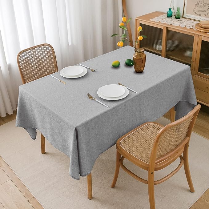 NLMUVW Light Grey Linen Table Cloth for Rectangle 6ft, Textured Tablecloth Decorative Water Resistant Table Cover for Kitchen Dining and Party, 54 x 78 Inch