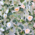 6.6Ft Artificial Eucalyptus Flower Garland with Fake Rose, 2 Pcs – Pink
