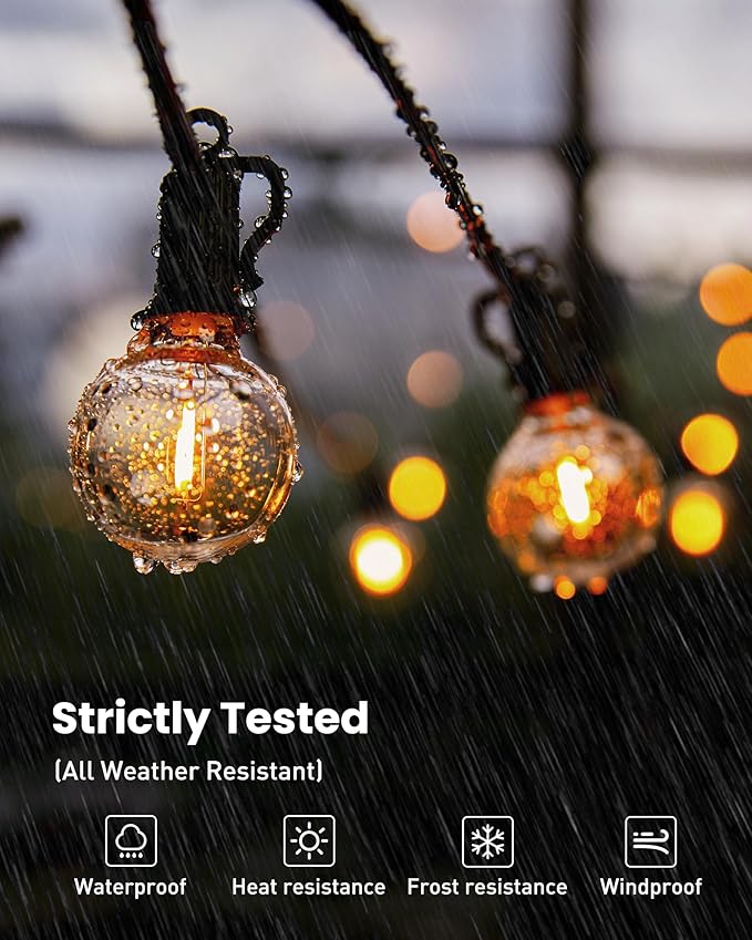 String Lights, 209 FT Warm White G40 Shatterproof Bulbs