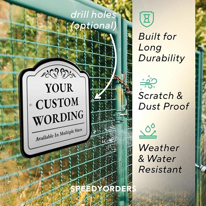 Custom Decorative Outdoor Metal Sign - Personalized Aluminum Driveway Sign, Waterproof, Made In USA - Design 1 Metallic Silver 18x18 In