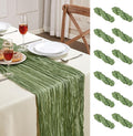 12 Pack Sage Green Cheesecloth Table Runner 10FT Long Boho Gauze Table Runner Rustic Sheer Runner for Wedding Bridal Baby Shower Birthday Party Table Decor Thanksgiving Christmas Decorations