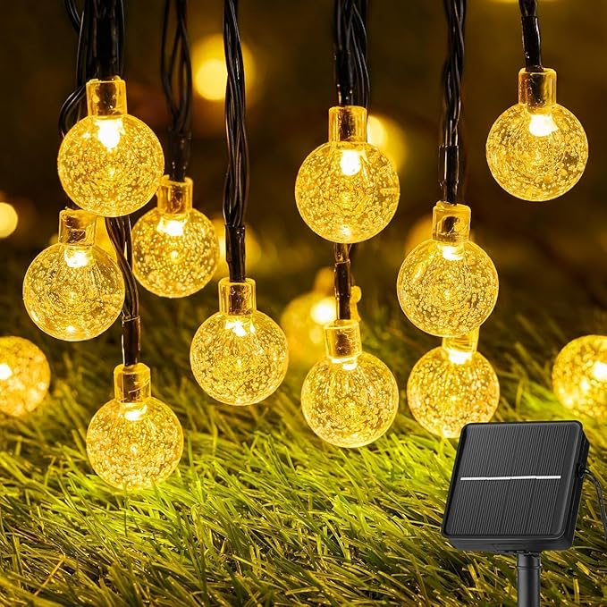 String Lights Solar Powered 36 FT with 60 LEDs, 8 Modes, Warm White
