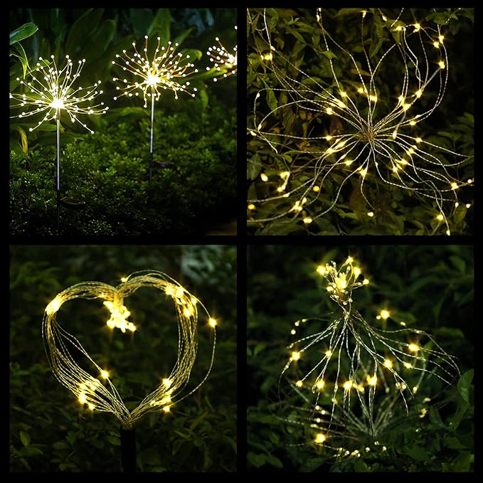 String Lights Solar Firework Lights 8 Pack, 200 LEDs, Warm White