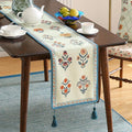 Designer Linen Extra Long Table Runner, 118 Inches – Light Green, French