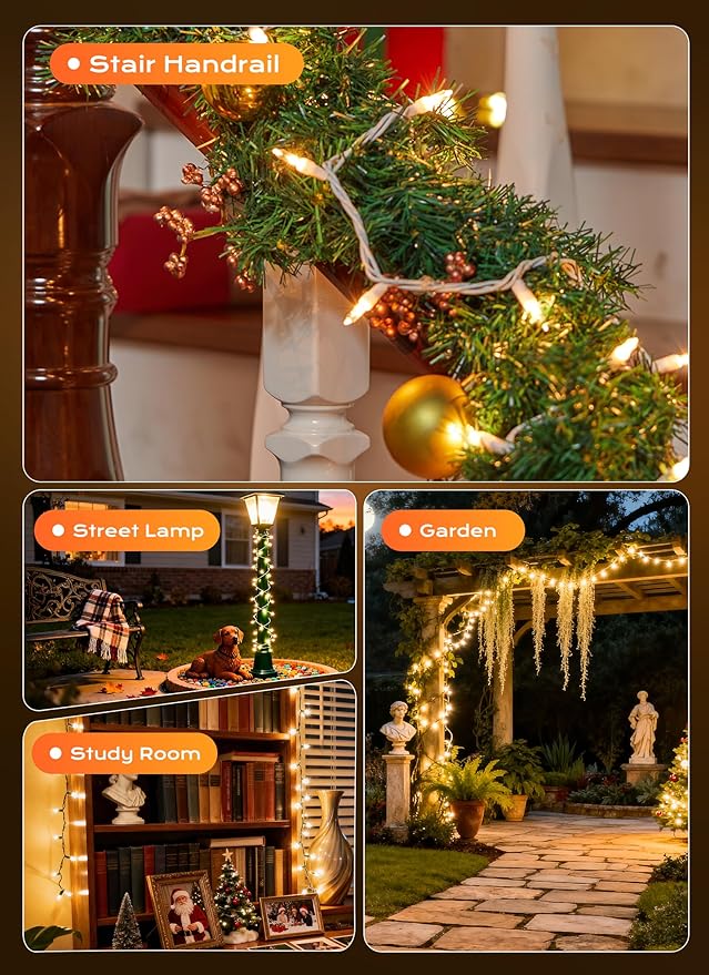 Minetom LED Clear White Christmas String Lights, 100 Count 33 Feet LED Christmas Lights Bulb, Christmas Decorations Indoor, Christma Tree Lights for Indoor Outdoor Xmas Wedding Party Festival
