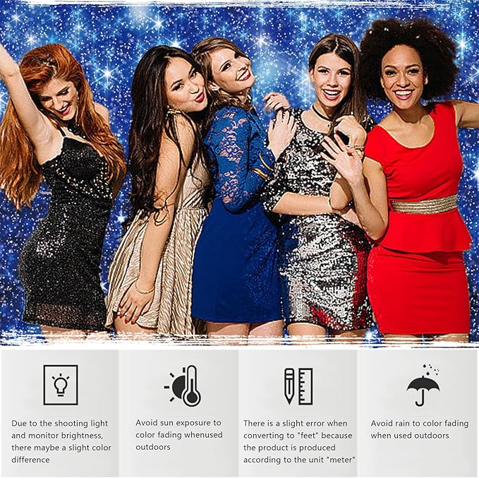 YongFoto Blue Glitter Backdrop 8x6ft Silver Light Spots Navy Blue Sequin Bokeh Photography Background Birthday Bridal Shower Wedding Photography Background Party Banner Decor Portraits Photoshoot