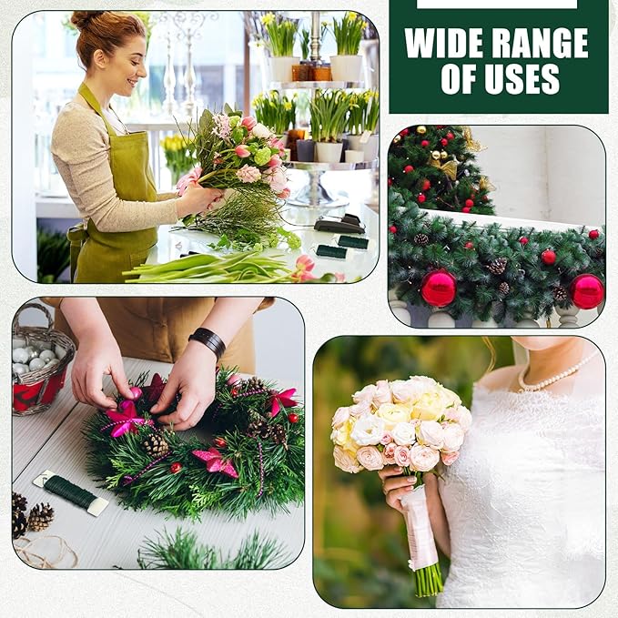 Ferraycle 48 Pack Green Floral Wire 38 Yards 22 Gauge Flexible Paddle Florist Christmas Green Wire for Crafts Christmas Wreaths Tree Garland and Floral Flower Arrangements