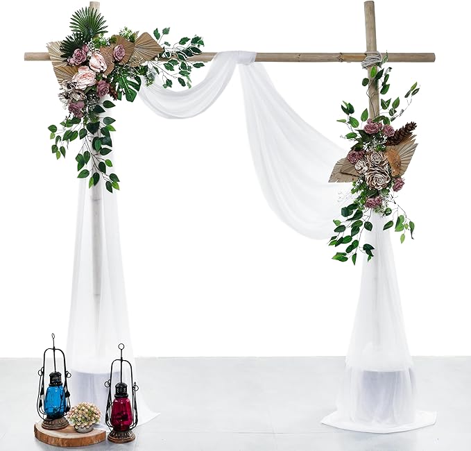 Fabric Panel: White Sheer Chiffon, 30 In x 40 Ft Wedding Drape