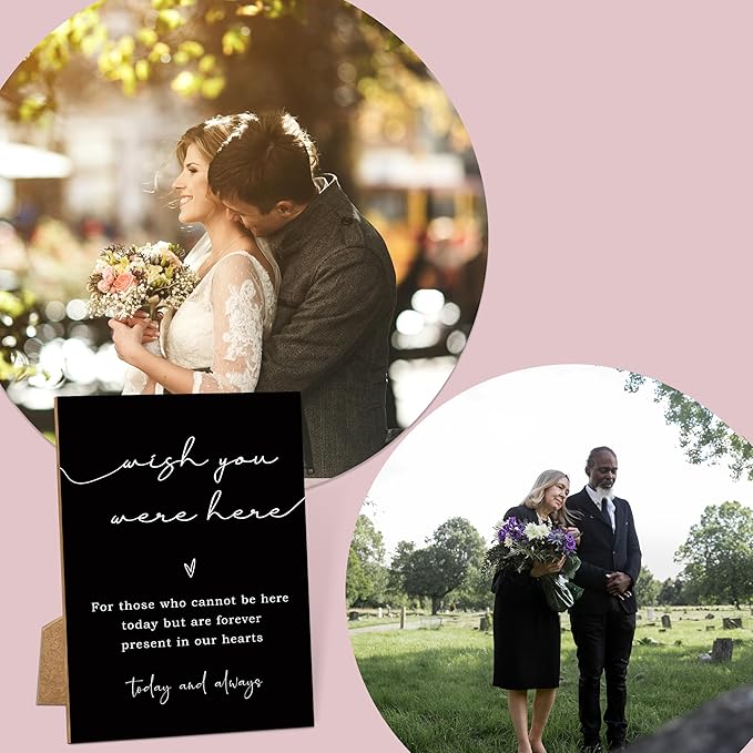 Wish You Were Here, Wedding Memorial Sign, 8x11 Black Minimalist Style Memorial Table Sign for Wedding, Wedding Decorations, Memorial Gifts For Loss of Loved One -2