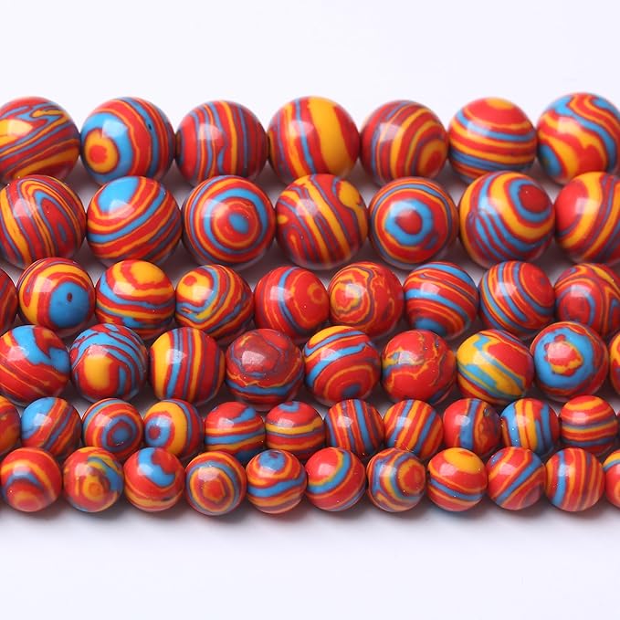 Red Yellow Blue Peacock Turquoise Stone Beads Gemstone Round Crystal Energy Jade Beads Stone Beads for Jewelry Making DIY Bracelet Necklace Jewelry Making 1 Strand 15.5inch 35PCS 10MM
