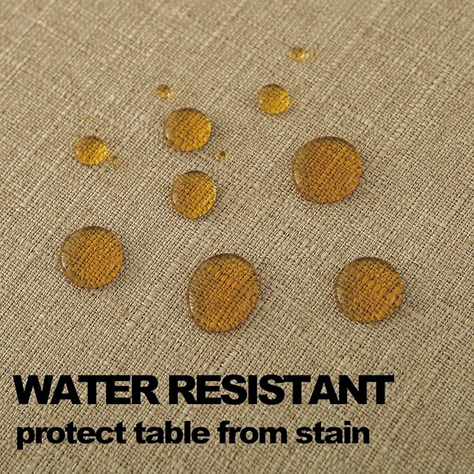 NLMUVW Tan Linen Tablecloth 84 Inch Rectangle, Textured Table Cloth Farmhouse Water Resistant Decorative Table Cover for Dining Kitchen, 54 x 84 Inch