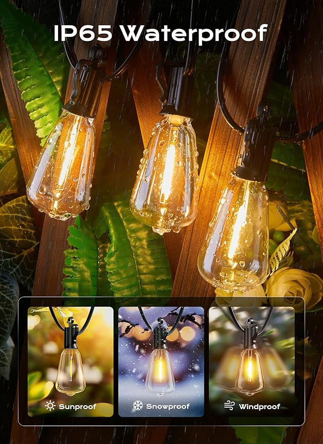 String Lights, 150 FT Outdoor Patio Lights with 47 Shatterproof LED Bulbs