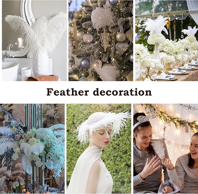 NEWONG 30pcs Blue Green Ostrich Feathers Natural Bulk 11-14inch(28-35cm) Vase Craft Wedding Home Party Centerpieces Christmas Day Decoration