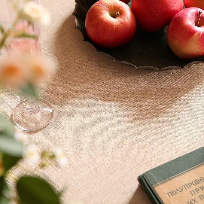 patdrea Designer Beige Rectangle Tablecloth,Vintage French Linen Trees Pattern Table Cloth,Decoration Table Cover for Kitchen Dining Christmas,Thanksgiving,Tea Party,55"x79"-Tatiana D