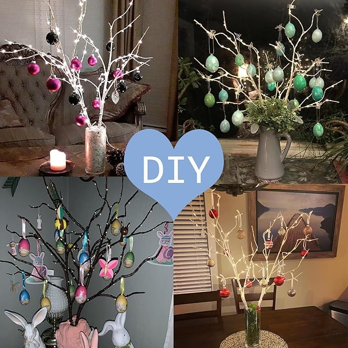 Fudios Lighted Branch Plug in with Timer Willow Branches with Fairy Lights for Vase Twig 32IN 150 LED Outdoor and Indoor Holiday Party Decor