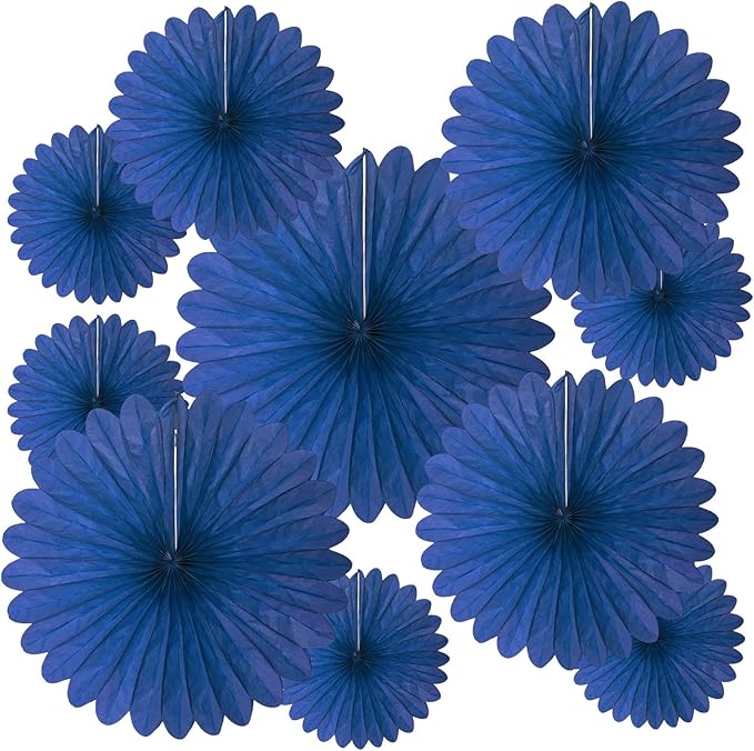 20 Pcs Navy Blue Hanging Paper Fan, Round Paper Fans Decorations Set for Weddings, Birthdays, Engagement, Bridal Shower, Baby Shower Event, Graduation, Party Supplies Decor