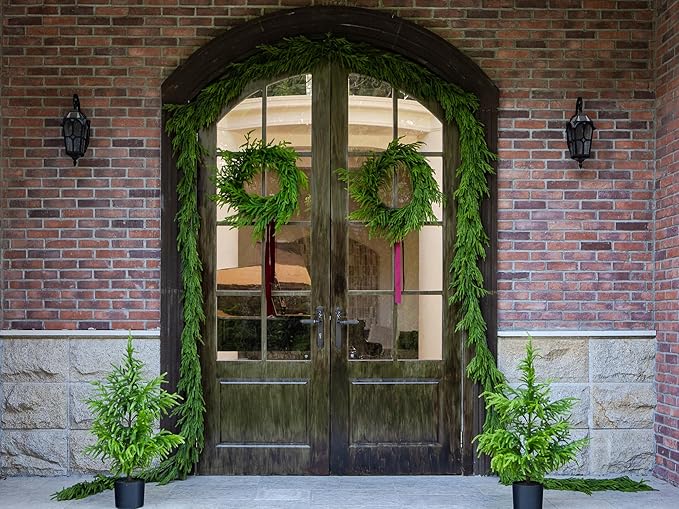 Garland 15 Ft Norfolk Pine Dark Green PE Christmas Decor
