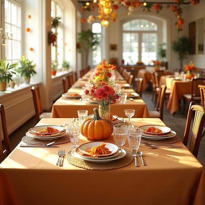 sancua Square Tablecloths 85x85 Inch Bronze - Fabric Fall Table Cloth for Square or Round Tables, Washable Polyester Table Cover for Thanksgiving Dinner, Holiday Party, Decorative Display Tables