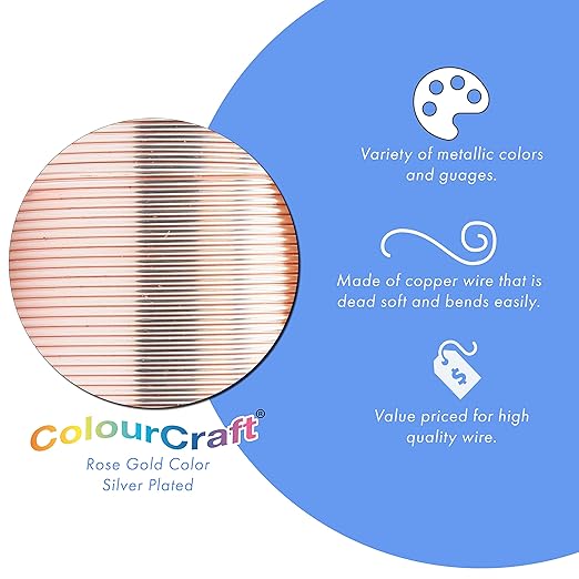 Beadalon ColourCraft Wire, 28 Gauge, Rose Gold Color Silver Plated, 40 yd Spool