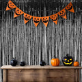 Foil Fringe Curtain Halloweens Party Decorations, Pure Black Tinsel