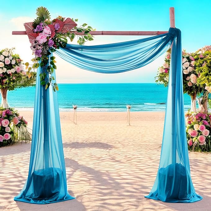 MDS Halloween Chiffon Draping Fabric - 2 Panel, 30" Wide x 50ft Long - Sheer Spooky Arbor & Canopy Drapery for Haunted House Backdrops, Party Ceilings, DIY Costumes & Themed Events - Dark Teal