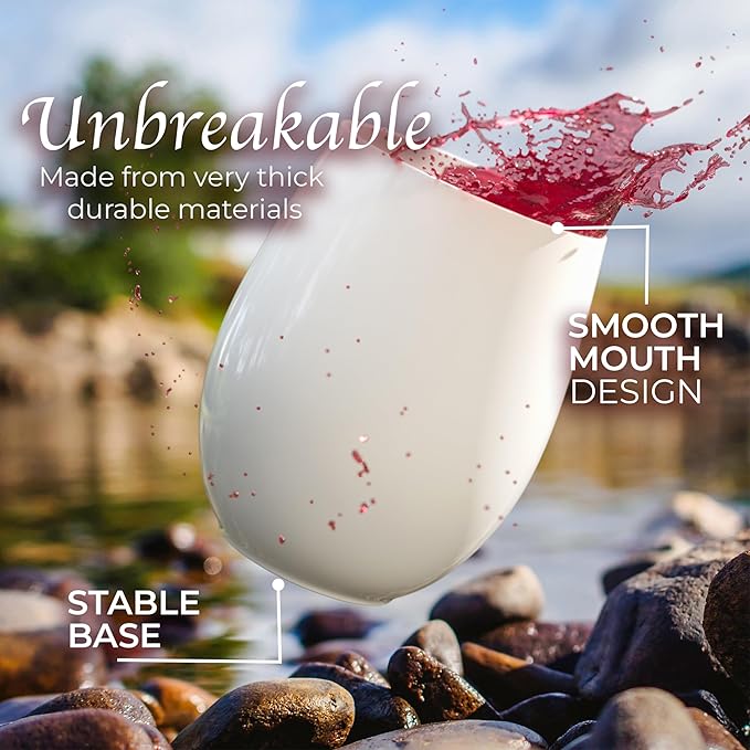 Unbreakable Plastic Stemless Wine Glasses, 48 Count, 12 Oz Disposable