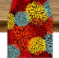Red Yellow Dahlia Table Runner, Seasonal Autumn Thanksgiving Pattern Print for Home Kitchen Table Decor Dining Coffee Room Party Decor 13x108 Inch