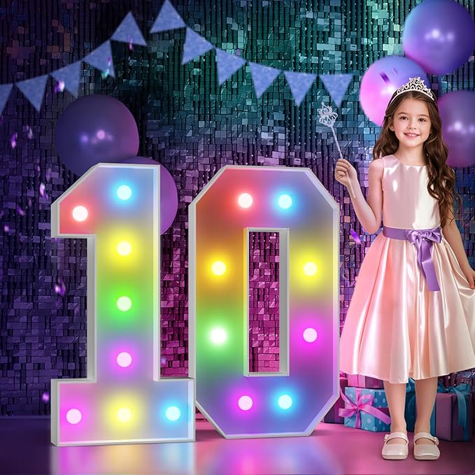 Birthday Decoration: Cardboard Marquee Number 10 for a 10th Birthday