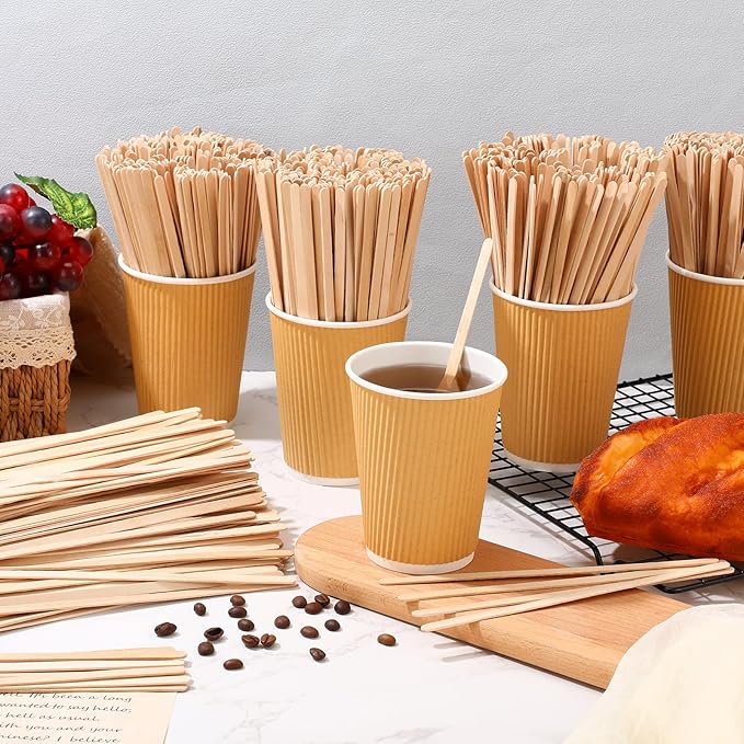 Drink Stirrers: 3000 Count Birch Wood Sticks, 7.5 Inch Disposable