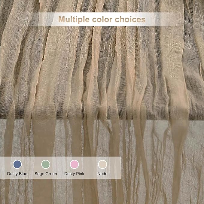 6 Pack Khaki Cheesecloth Table Runner 35x120 Inch 10Ft Rustic Gauze Cheese Cloth Table Runner Sheer Cheesecloth Table Runners for Wedding Party Bridal Shower Decoration