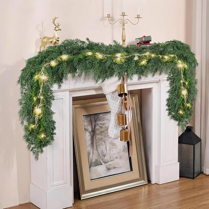 Garland, 6 Ft Green Faux Pine with 154 Sprigs and End Hooks