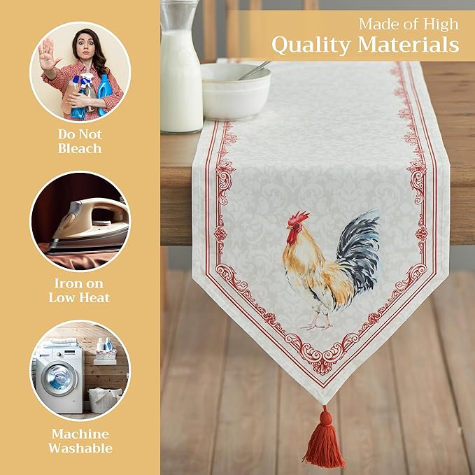 Maison d' Hermine Table Runner 100% Cotton Double Layer Table Runners 72 inches Long Decorative for Home Kitchen Dining Party Baby Shower Wedding Bridal Shower Spring Summer (Campagne, 14.50" x 72")