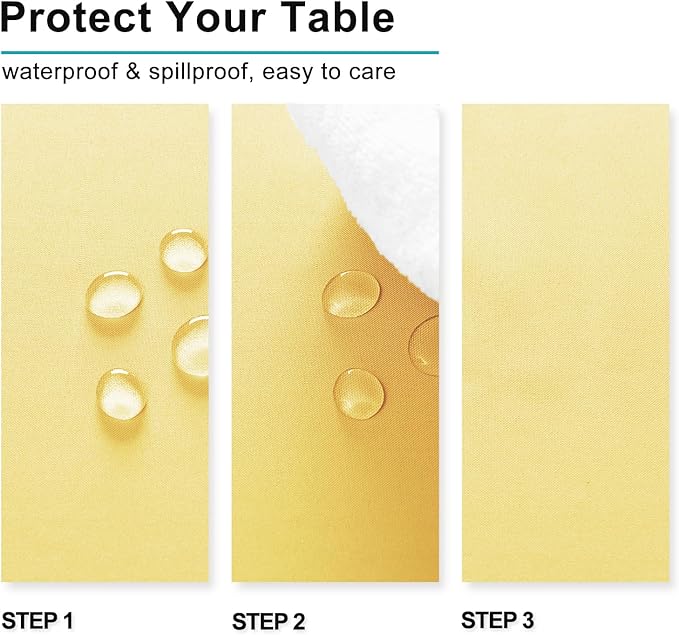 Hiasan Light Yellow Rectangle Tablecloth - Waterproof Washable Polyester Fabric Table Cloth for Buffect Dining Birthday Party Wedding, 54 x 80 Inch