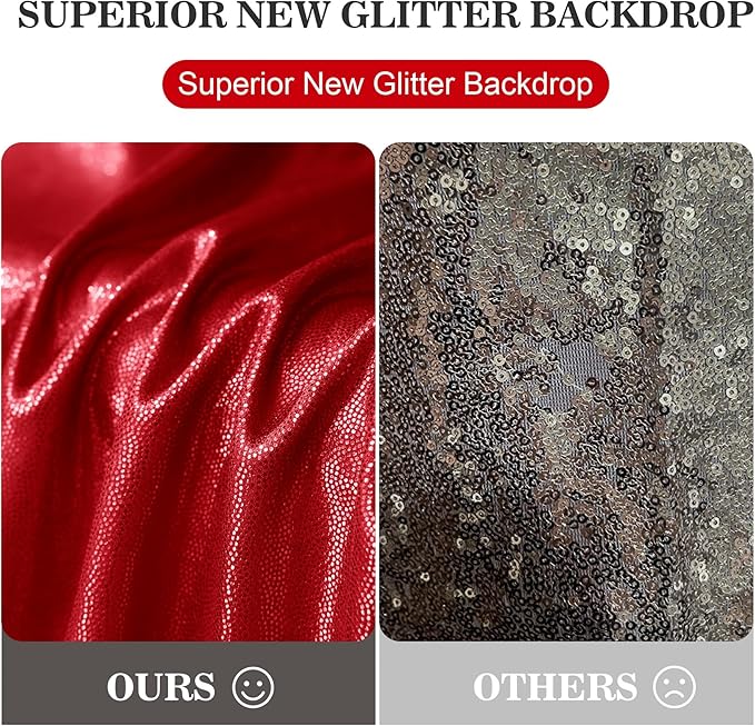 20x10ft Thick Red Glitter Backdrop Curtain Panels for Parties, Wrinkle Free Sequin Sparking Photo Backdrop Drapes, 4 Panels 5x10ft Shimmer Back Drop Cloth for Wedding Birthday Photography