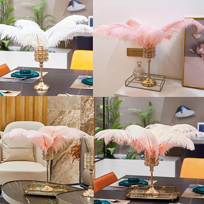 Happy Feather 16-18 inch Pink Ostrich Feathers Craft for Wedding Party Centerpieces Home Decoration DIY Craft Pack of 10