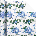 Kraft Hydrangea Floral Wrapping Paper Roll, 17 Inch, Mini Roll