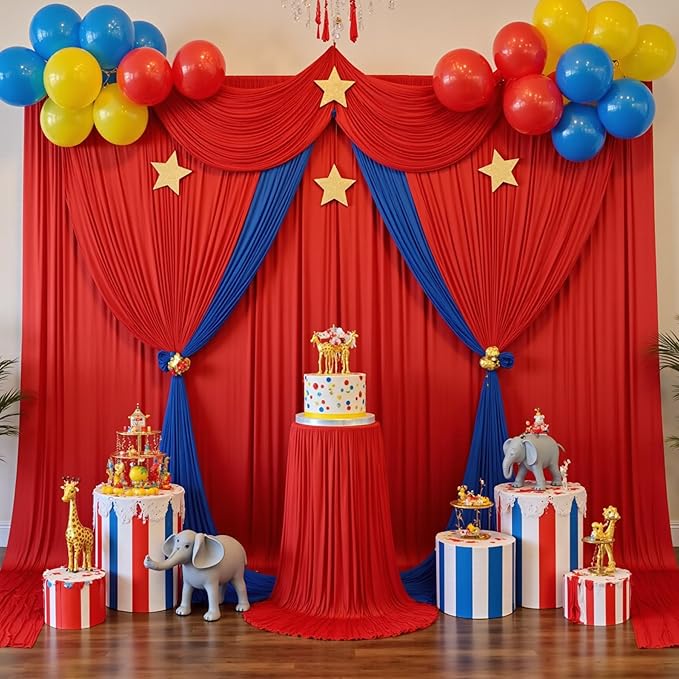 10x10ft Wrinkle Free Red Backdrop Curtains for Parties, 2 Panels 5x10ft Silky Polyester Photo Backdrop Drapes Back Drop Cloth for Wedding Birthday Photography Baby Shower Background Decor