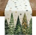 GEEORY Christmas Table Runner 13x60 Inch, Xmas Tees Snowflakes Holiday Decorative Farmhouse Table Decoration for Kitchen Dinning, Indoor Outdoor Dinner Party Decor (Light Green) GT166-60