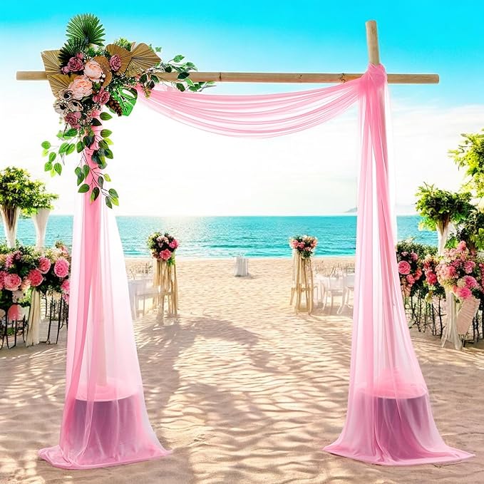 MDS Halloween Chiffon Draping Fabric - 2 Panel, 30" Wide x 100ft Long - Sheer Spooky Arbor & Canopy Drapery for Haunted House Backdrops, Party Ceilings, DIY Costumes & Themed Events - Coral