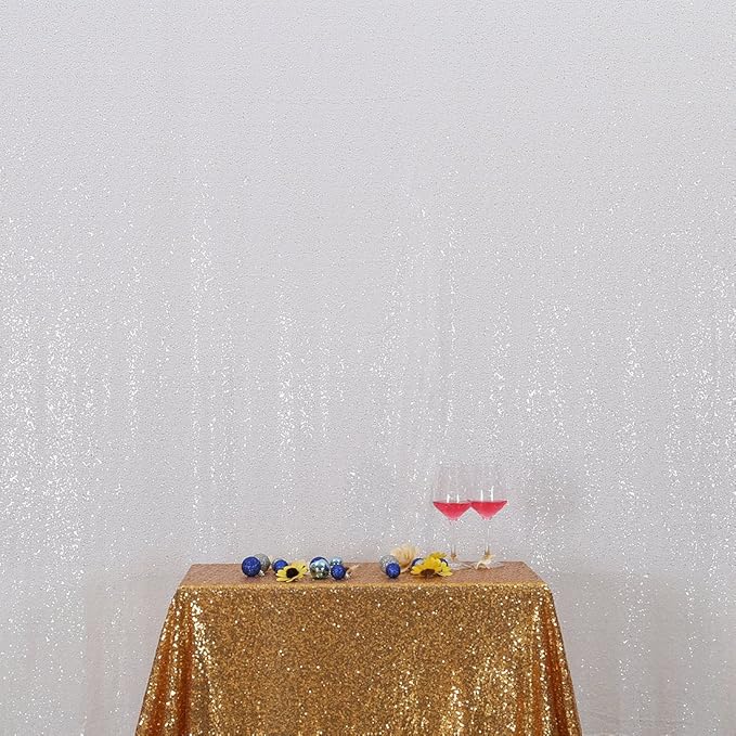 Poise3EHome White Sequin Backdrop,6FT x 8FT Sequin Photography Backdrop Curtain for Party Decoration