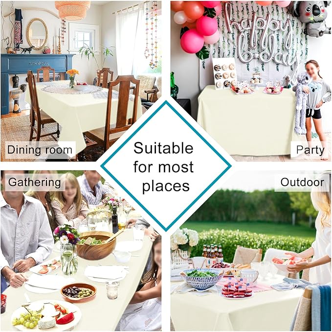 Hiasan Champagne Square Tablecloth - Waterproof and Spillproof Washable Fabric Table Cloth for Dining Room Kitchen, 60 x 60 Inch