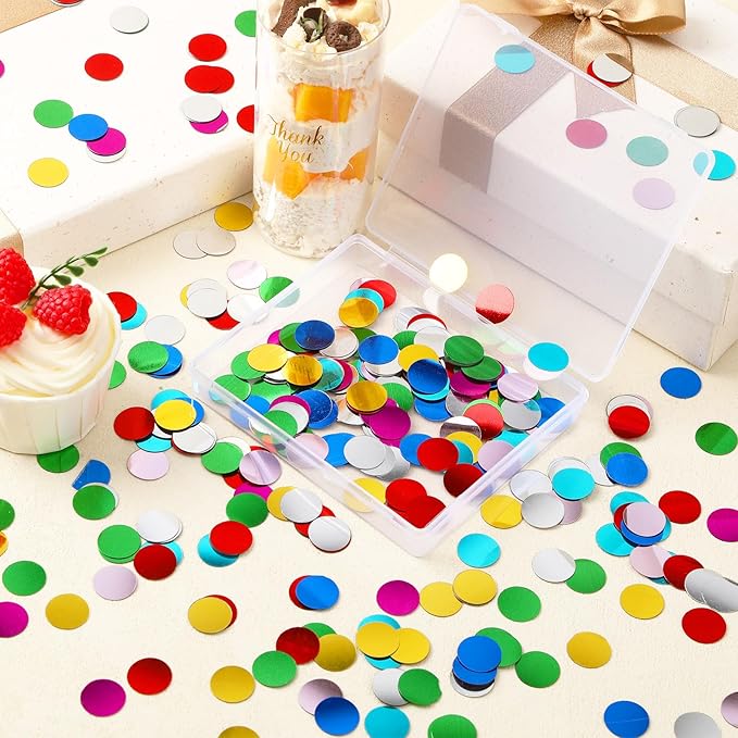 MARFOREVER Multicolor Foil Confetti, Glitter Round Confetti Rainbow Circle Dots Birthday Table Scatter Sequin Sprinkles for Party Wedding Bachelorette Baby Shower Festival Supplies