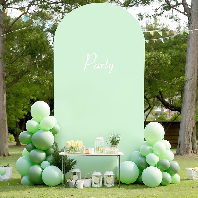 6FT Sage Green Arch Cover - Polyester Fitted Wedding Arch Stand Covers Round Top Chiara Arch Backdrop Cover for Birthday Party Banquet Photo Background Decoration