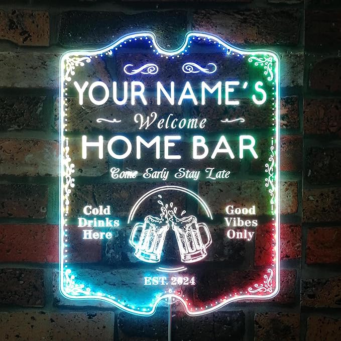 ADVPRO Personalized Your Name Home Bar RGB Dynamic Glam LED Sign - Cut-to-Edge Shape - Smart 3D Decoration - Multicolor Signage st06s32-fnd-p11b-tm-c