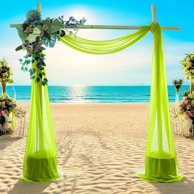 MDS Halloween Chiffon Draping Fabric - 1 Panel, 30" Wide x 40ft Long - Sheer Spooky Arbor & Canopy Drapery for Haunted House Backdrops, Party Ceilings, DIY Costumes & Themed Events - Parrot Green