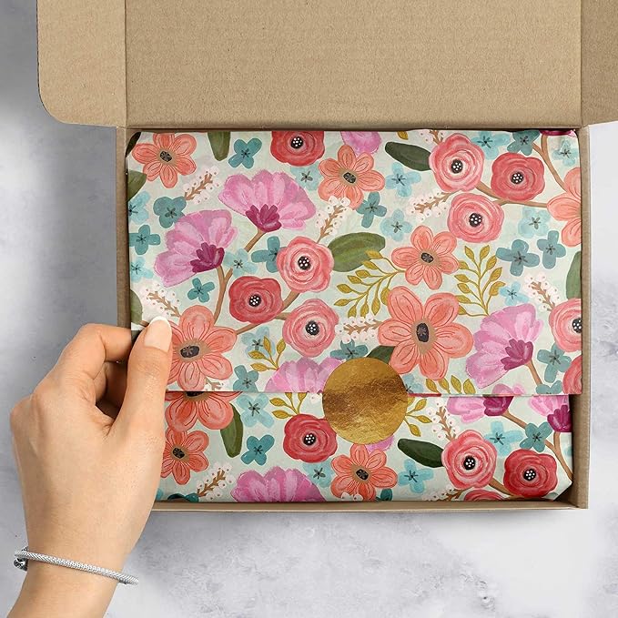 Colors of Rainbow - Gypsy Floral - 12 Sheets, 20 inch X 29 inch - Italian Print Tissue Paper for Decoupage Gift Basket Gift Bag Party Crafts (Gypsy Floral)