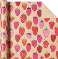 Kraft Strawberry Wrapping Paper Roll, 17 Inch X 16.5 Feet, Mini Roll